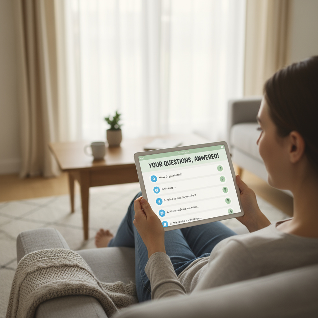 Reading FAQs on a tablet